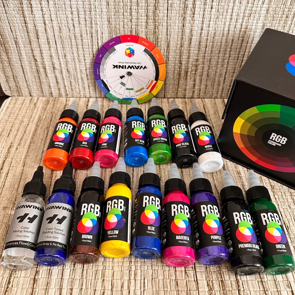 Ink Ta ttoo Supply 14 Colors with 2 Mixing Colors Solution